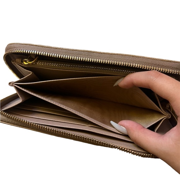 Prada Cipria Saffiano Triangle Long Zip Wallet - Picture 6 of 12